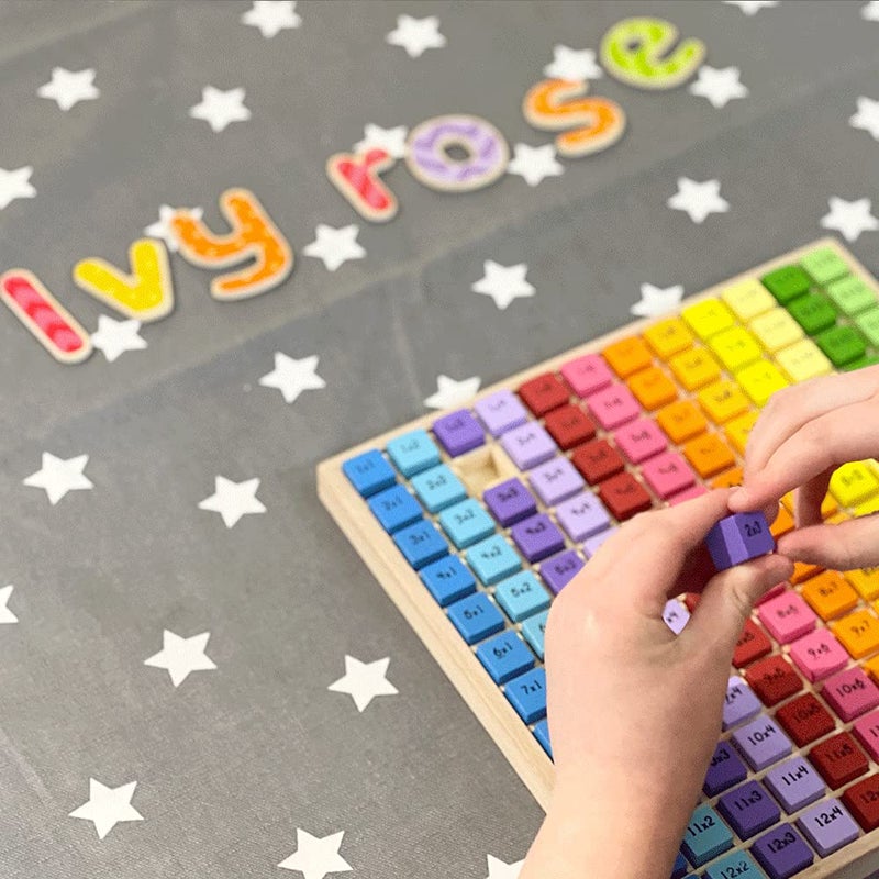 Bigjigs Toys Multiplication Table Tray | Kids Wooden Board Game for Times Tables | Montessori Maths Learning Puzzle | Wood Box with Colour Cube Pieces | Educational Play Resources for Classroom - Image 4