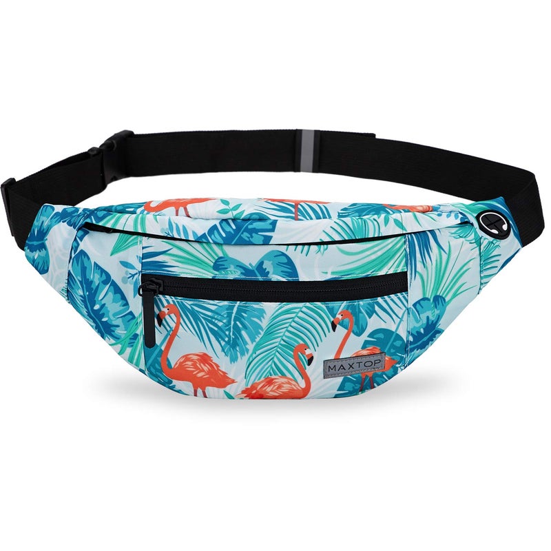 ماكس توب Large Fanny Pack Belt Bag with Headphone Jack and 4-Zipper Pockets Adjustable Straps Waist Pack Bag for Men Women - Image 1