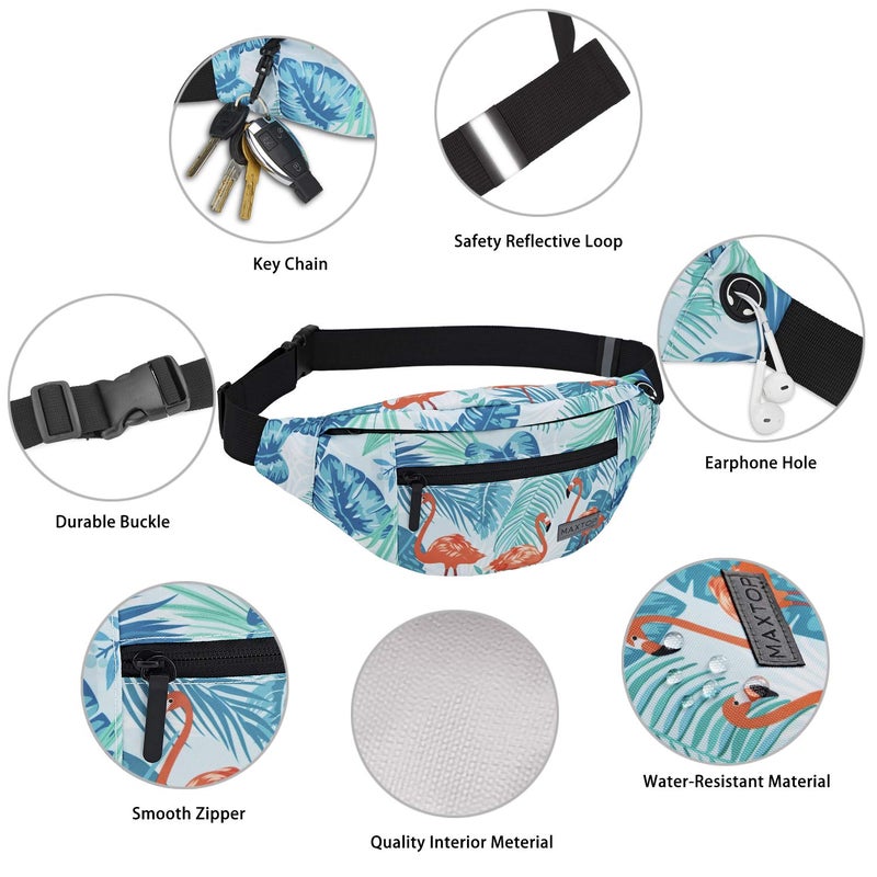 ماكس توب Large Fanny Pack Belt Bag with Headphone Jack and 4-Zipper Pockets Adjustable Straps Waist Pack Bag for Men Women - Image 4