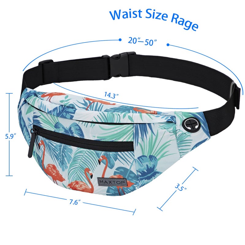 ماكس توب Large Fanny Pack Belt Bag with Headphone Jack and 4-Zipper Pockets Adjustable Straps Waist Pack Bag for Men Women - Image 2