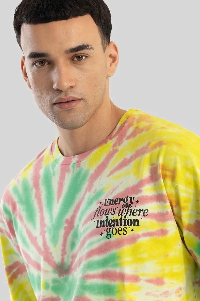 SNITCH Multicolour Tie-Dye Half Sleeve Oversized Streetwear T-Shirt