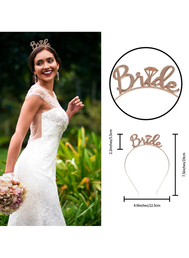 4-Pack Bridal Accessories Set, Bride Sash, Headband Tiara, Shoulder Length Veil, Decorative Stickers, Bride To Be Gifts Decorations Wedding - Image 4