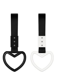 SYOSI SYOSI 4 Pieces Heart-shaped Rings Car Handle Straps, Car Decor Car Handle Straps Rear Bumper Warning Ring Car Interior (Black, White)  - Image 1