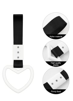 SYOSI SYOSI 4 Pieces Heart-shaped Rings Car Handle Straps, Car Decor Car Handle Straps Rear Bumper Warning Ring Car Interior (Black, White)  - Image 3
