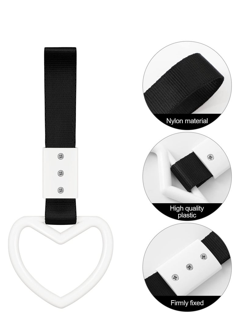 SYOSI SYOSI 4 Pieces Heart-shaped Rings Car Handle Straps, Car Decor Car Handle Straps Rear Bumper Warning Ring Car Interior (Black, White)  - Image 3