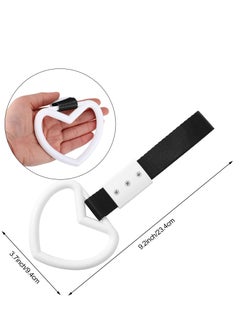 SYOSI SYOSI 4 Pieces Heart-shaped Rings Car Handle Straps, Car Decor Car Handle Straps Rear Bumper Warning Ring Car Interior (Black, White)  - Image 2
