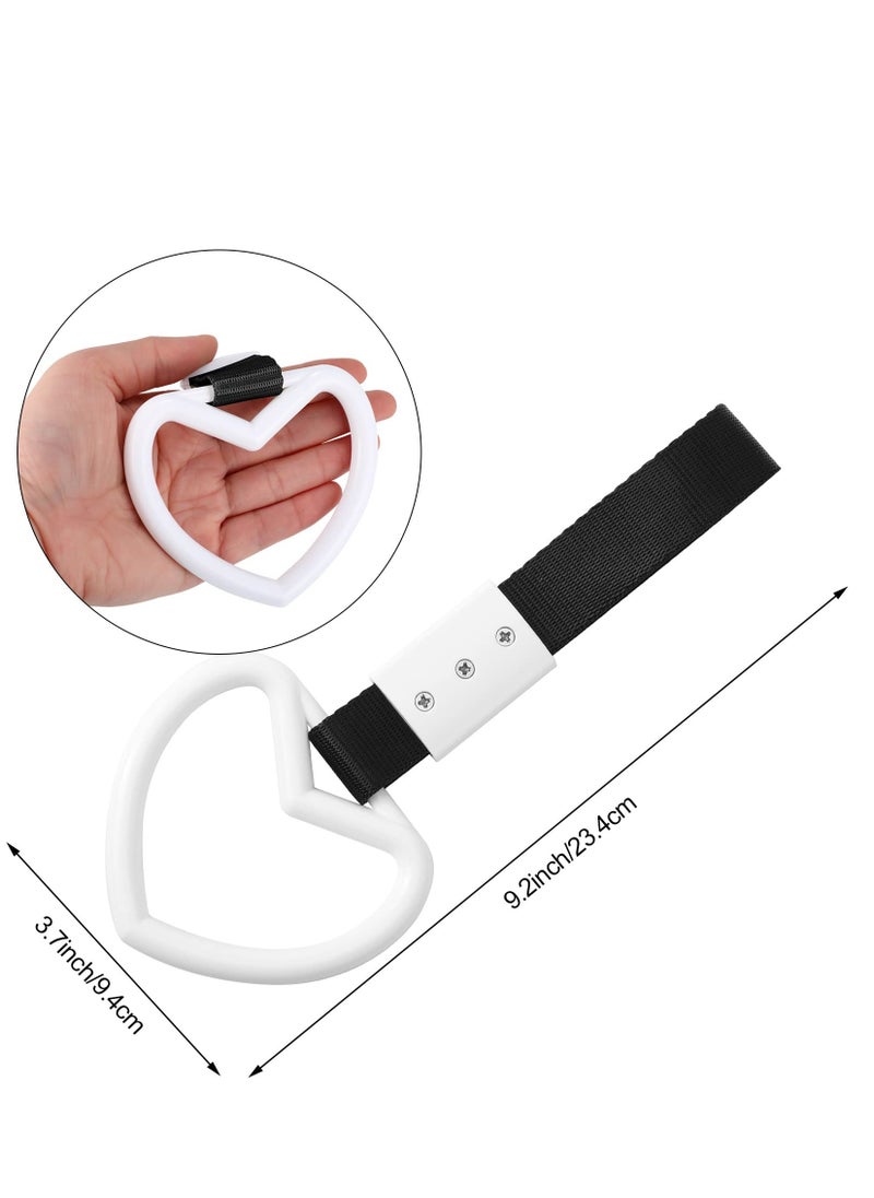 SYOSI SYOSI 4 Pieces Heart-shaped Rings Car Handle Straps, Car Decor Car Handle Straps Rear Bumper Warning Ring Car Interior (Black, White)  - Image 2