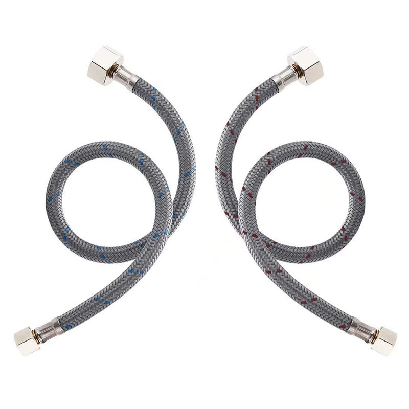 WOWOW 20 Faucet Supply Hose Braided Nylon Supply Hose Sink Faucet Supply Lines 38 Comp x 12 Comp Length Bathroom Faucet Line Replacement Parts Basin Faucet Hoses 2 PCS