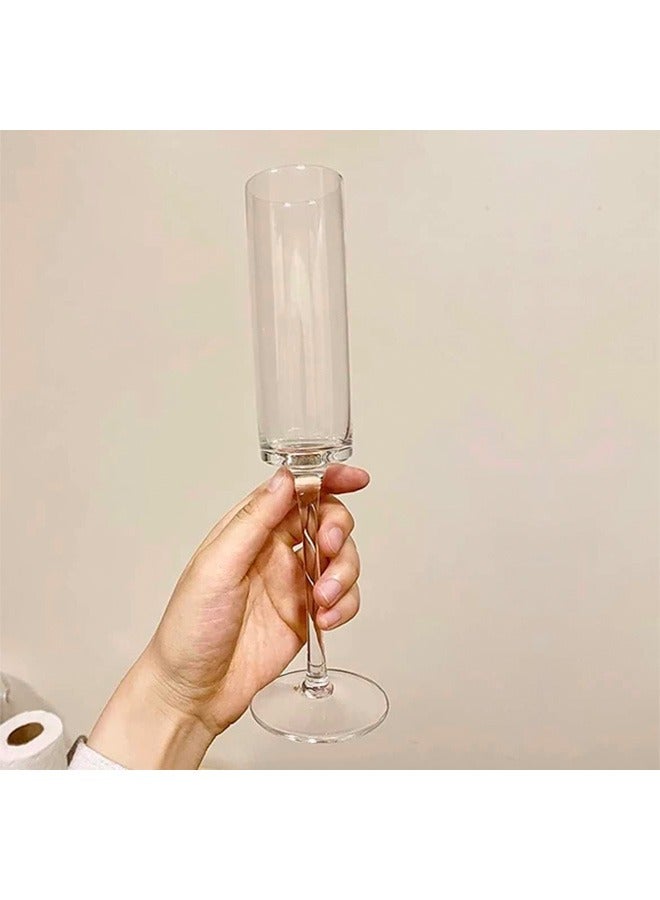 BLUE CORAL 6 Pcs Glasses Flute Glasses Elegant Designed Hand Blown Lead Free Cups, 200ml  - Image 4