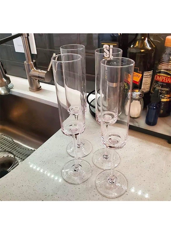 BLUE CORAL 6 Pcs Glasses Flute Glasses Elegant Designed Hand Blown Lead Free Cups, 200ml  - Image 5