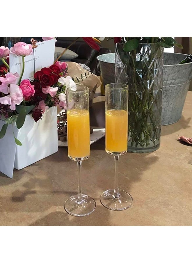 BLUE CORAL 6 Pcs Glasses Flute Glasses Elegant Designed Hand Blown Lead Free Cups, 200ml  - Image 1