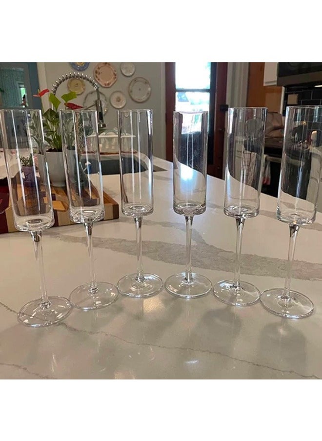 BLUE CORAL 6 Pcs Glasses Flute Glasses Elegant Designed Hand Blown Lead Free Cups, 200ml  - Image 4