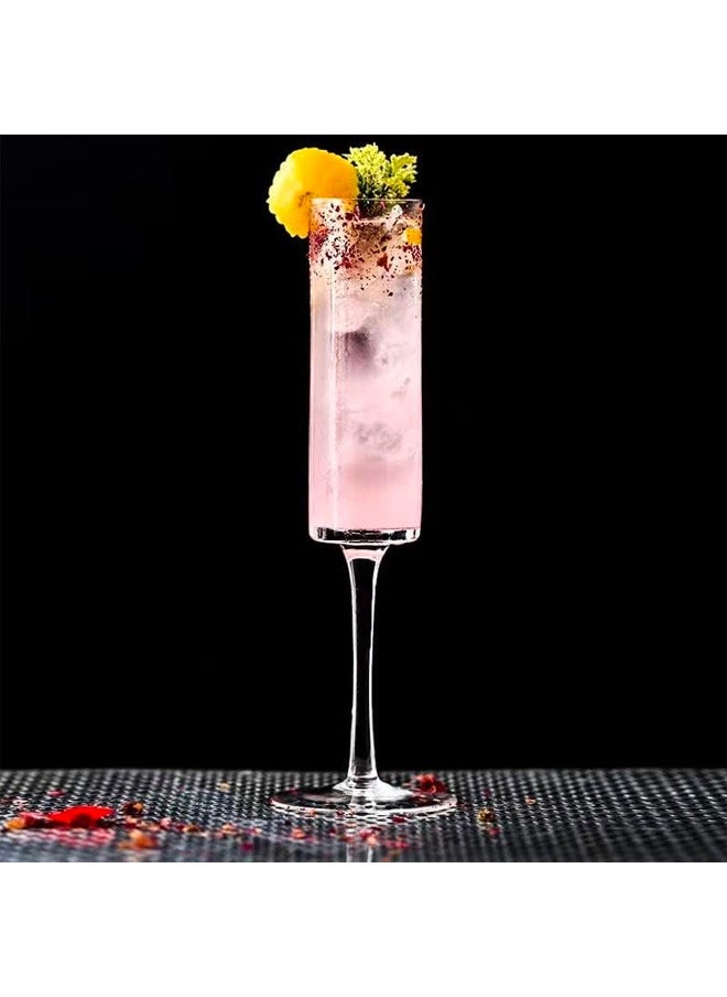 BLUE CORAL 6 Pcs Glasses Flute Glasses Elegant Designed Hand Blown Lead Free Cups, 200ml  - Image 2