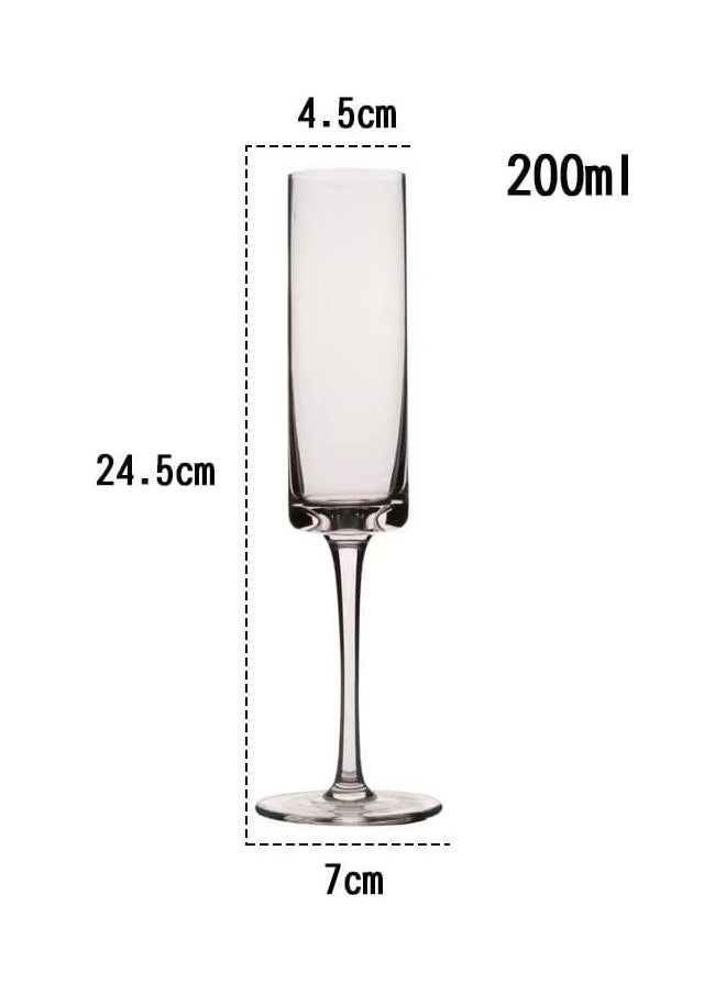 BLUE CORAL 6 Pcs Glasses Flute Glasses Elegant Designed Hand Blown Lead Free Cups, 200ml  - Image 3