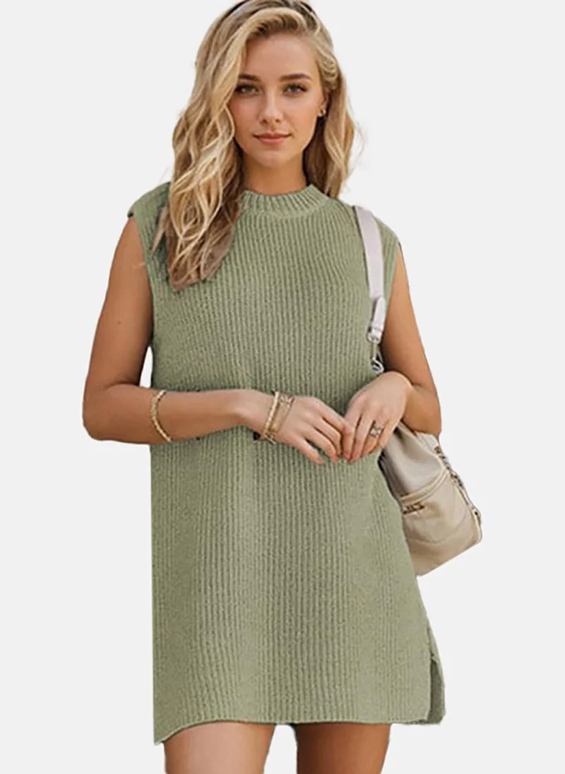 يونيكي Round Neck Self Design A-Line Mini Dress