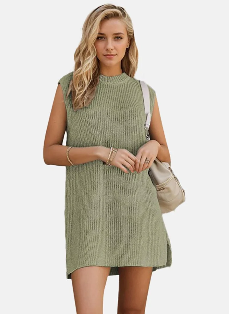 يونيكي Round Neck Self Design A-Line Mini Dress