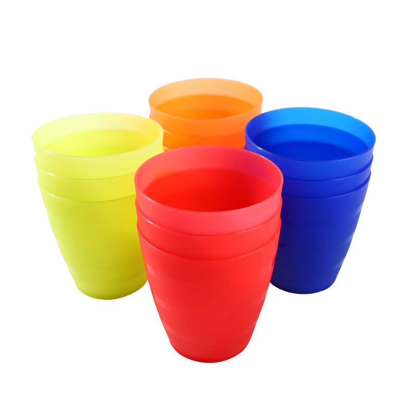 NWK Pack of 12 Kids Party Cups Resuable Plastic Cups  8 oz  227ml Kids Drinking Cups 12 Pack Fine Grind Party Cup in 4 Assorted Color