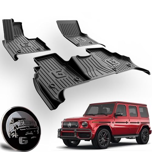 IKABEVEM Original Floor Mats for 2019-2025 2026 Mercedes-Benz G Class/G550/G580/AMG G63 SUV - Custom Fit All Weather TPE Floor Liners 1st & 2nd Row Full Set Car Mats, Black - Image 1