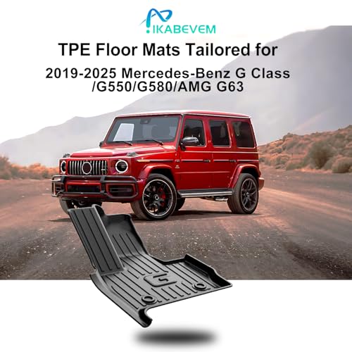 IKABEVEM Original Floor Mats for 2019-2025 2026 Mercedes-Benz G Class/G550/G580/AMG G63 SUV - Custom Fit All Weather TPE Floor Liners 1st & 2nd Row Full Set Car Mats, Black - Image 2