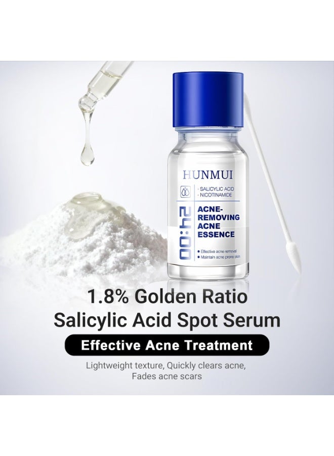 HUNMUI 1.8% Salicylic Acid Acne Serum For Oily, Acne-Prone Skin Rapid-Acting Formula with 4% Niacinamide & Zinc Oxide Unclogs Pores to Combat Night and Hormonal Breakouts, 24h SOS Acne Removing - Image 2