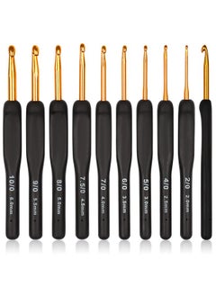 Coopay Black Gold Crochet Hooks Needles For Arthritic Hands 2.0 6.0Mm Crochet Hook Set Ergonomic Soft Grips Knitting Hook For Crochet Yarn Craft Aluminum Knitting Crochet Supplies Kit For Knitter  - Image 1
