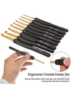 Coopay Black Gold Crochet Hooks Needles For Arthritic Hands 2.0 6.0Mm Crochet Hook Set Ergonomic Soft Grips Knitting Hook For Crochet Yarn Craft Aluminum Knitting Crochet Supplies Kit For Knitter  - Image 4