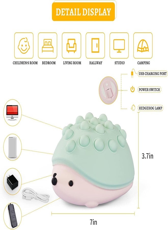 SAPRA Cute Hedgehog Night Light for Kids - Soft Silicone Squeeze Lamp, Dimmable Touch Control, Baby Nursery & Bedside Nightlight, Stress Relief Squishy Lamp, Gift for Toddlers & Children - Image 3