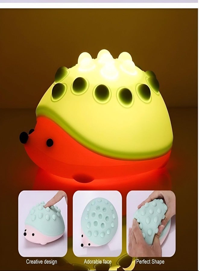 SAPRA Cute Hedgehog Night Light for Kids - Soft Silicone Squeeze Lamp, Dimmable Touch Control, Baby Nursery & Bedside Nightlight, Stress Relief Squishy Lamp, Gift for Toddlers & Children - Image 4