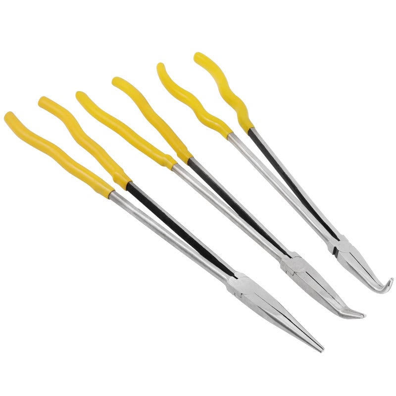 FUNSUEI 3 PCS 16 Inches Extra Long Needle Nose Pliers Set, Long Nose Pliers Set, Long Reach Pliers Set for, 90-Degree Angle, 45-Degree Angle, Straight Needle Nose - Image 1