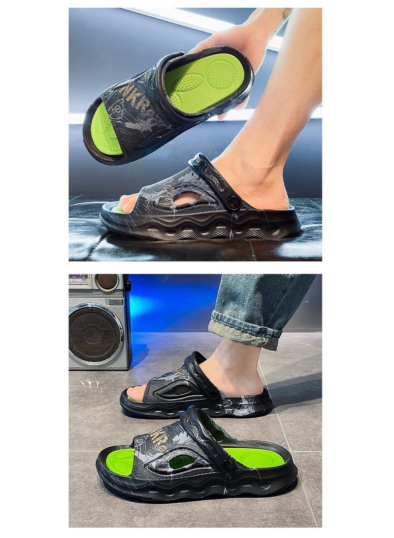 NIBEMINENT Mens Summer Outdoor Sports Slippers Anti-Slip Beach Two-Way Wear Large Size Sandals  Comfortable Foot Feeling  - Image 2