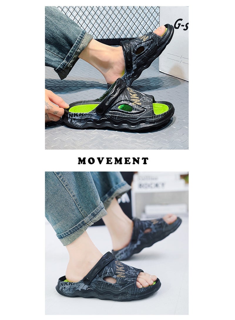 NIBEMINENT Mens Summer Outdoor Sports Slippers Anti-Slip Beach Two-Way Wear Large Size Sandals  Comfortable Foot Feeling  - Image 4