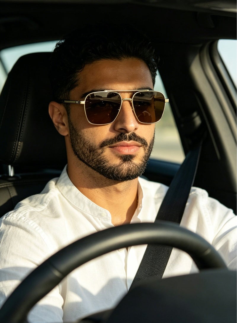 نظارات شمسية كلاسيكية فائقة الخفة برابطتين للرجال – إطار كبير لنظارات القيادة – حماية من الأشعة فوق البنفسجية - Image 1