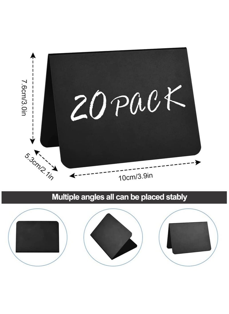 KASTWAVE - 20 Pack Mini Chalkboard Signs for Food Labels, 4''x3'' Table Chalk Board Sign with 2pcs White Chalks, Resuable Wipable Desktop Sign for Food, Buffet, Wedding, Party, Bakery and Retail Label - Image 1