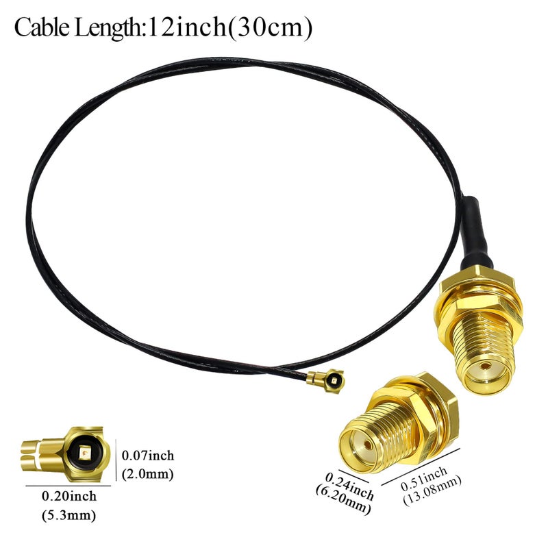 TUOLNK SMA to IPX Coaxial Cable SMA Female Jack Bulkhead to UFL MHF4 RF Pigtail WiFi Antenna Extension Cable 0.81mm IPX SMA Pigtail Coax Cable 12inch(30cm) 5 pcs - Image 2