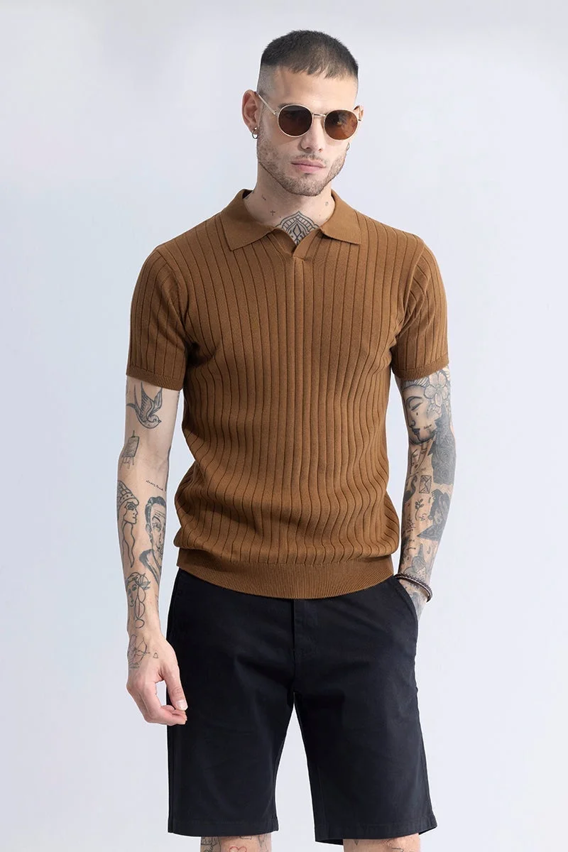 SNITCH Sleek Brown Polo T-Shirt
