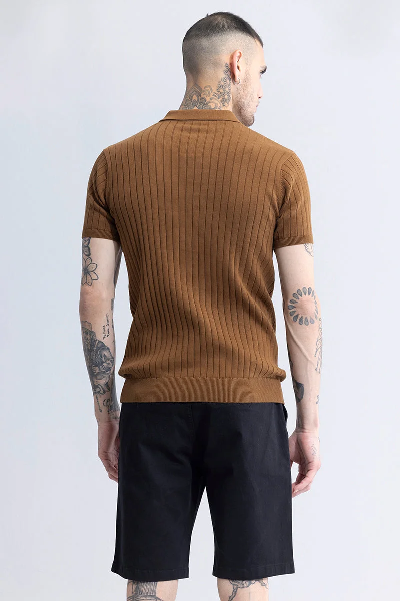 SNITCH Brown Sleek Brown Polo T-Shirt for Men | Best Price UAE