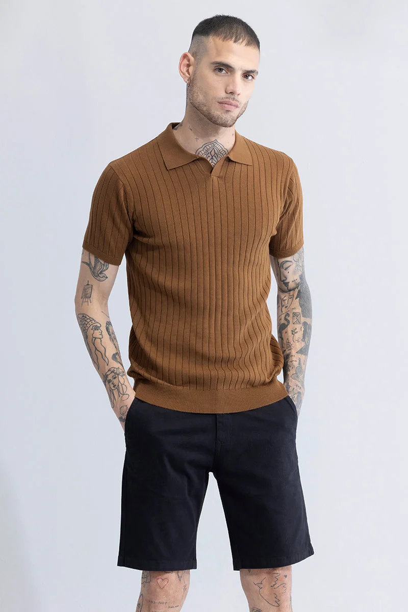 SNITCH Brown Sleek Brown Polo T-Shirt for Men | Best Price UAE