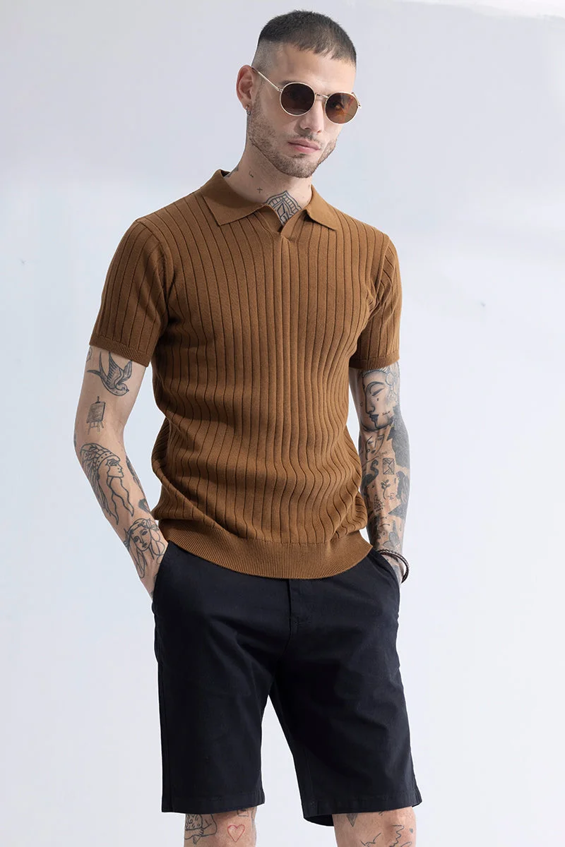 SNITCH Brown Sleek Brown Polo T-Shirt for Men | Best Price UAE