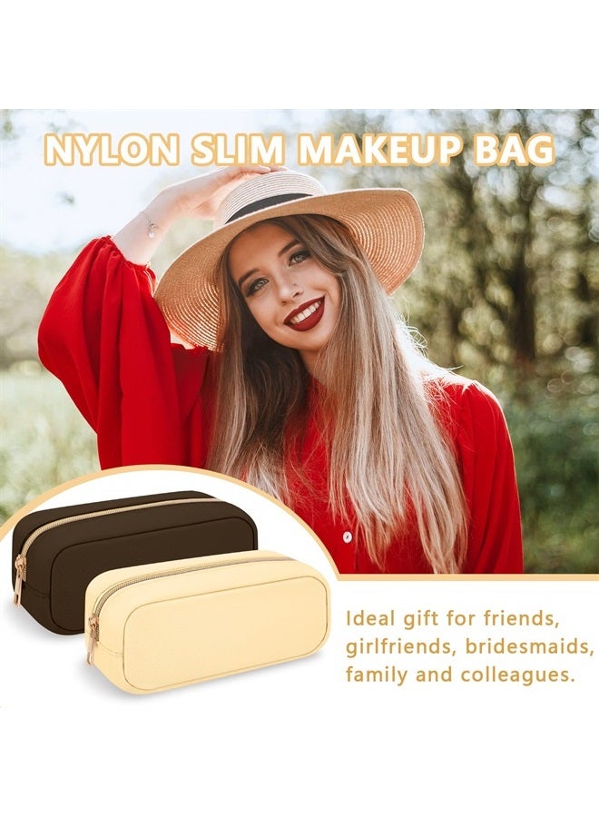 Iqimott حقيبة مكياج صغيرة من النايلون، حقيبة تجميل رفيعة بسحاب، حقيبة فرش مكياج أنيقة، حقيبة مستحضرات تجميل مدمجة، حقيبة أدوات شخصية، حقيبة نقود سفر مقاومة للماء، حقيبة تخزين للسيدات والفتيات والمراهقات (أسود) - Image 4
