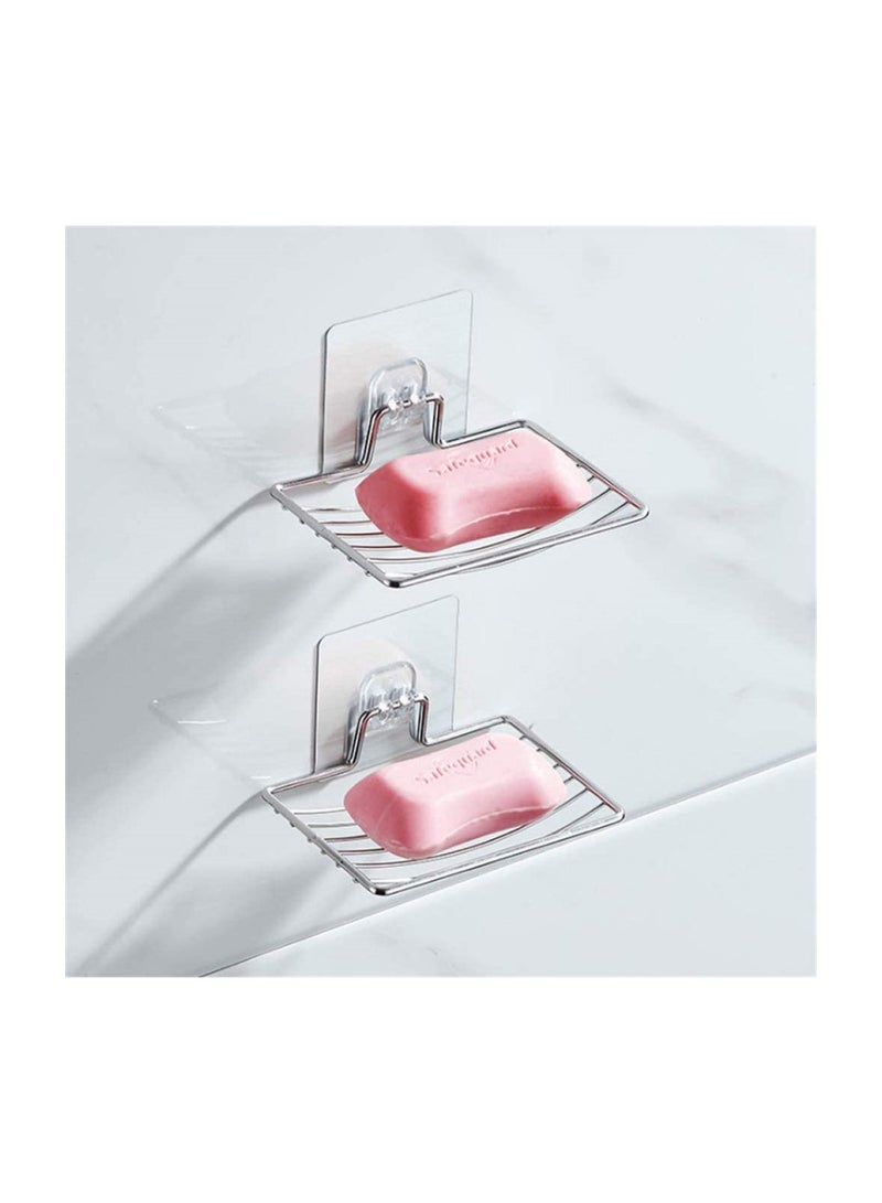 RATSAW - Soap Dish Holder 2 Pack Self Adhesion Soap Box Stainless Steel Soap Tray For Home Kitchen Bathroom - Image 1