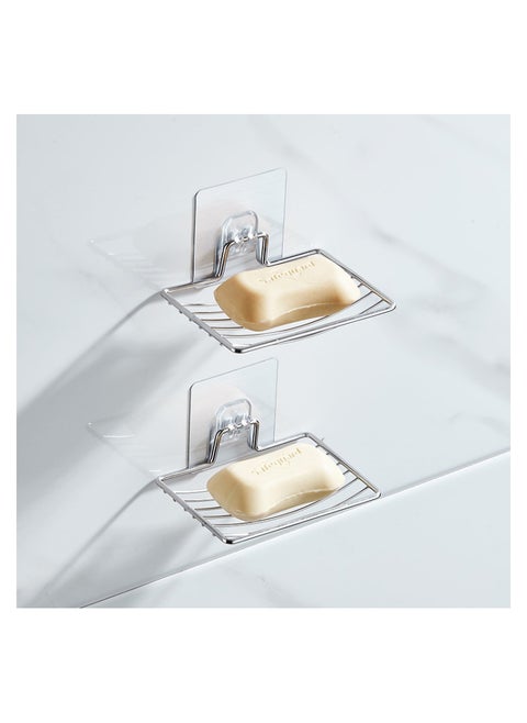 Soap Dish Holder 2 Pack Self Adhesion Soap Box Stainless Steel Soap Tray For Home Kitchen Bathroom
