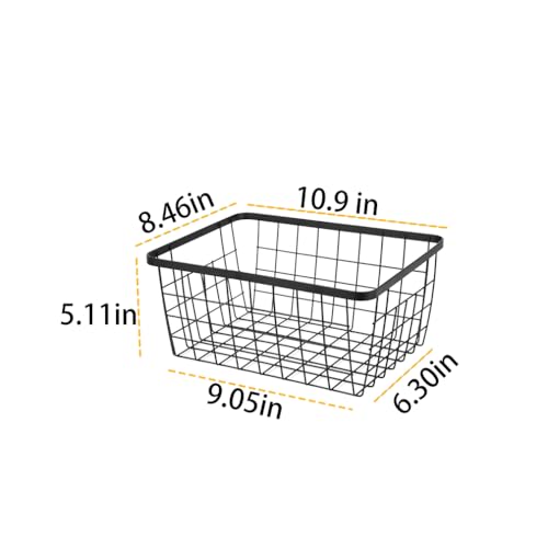 Aeggplant Kitchen Metal Wire Baskets with Handles Food Storage Organizer Household Refrigerator for CabinetsPantryBathroomBlack4 Pack - Image 3