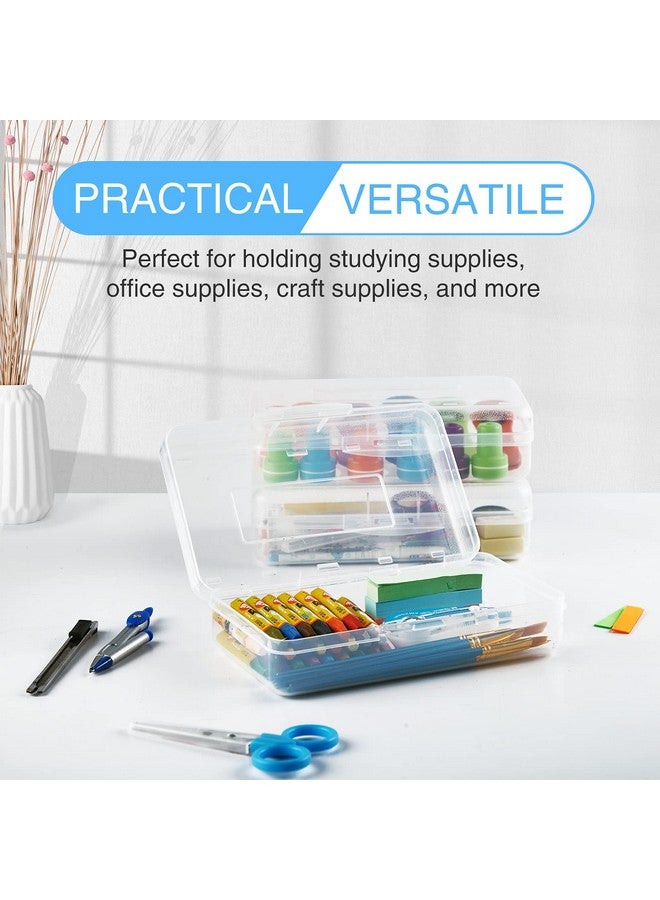 Sooez 6 Pack Clear Pencil Box, Plastic Large Pencil Case With Snap-Tight Lid, Hard Crayon Box Bulk Marker Organizer Plastic Containers, Stackable Storage School Supply Box For Craft, Pen - Image 2