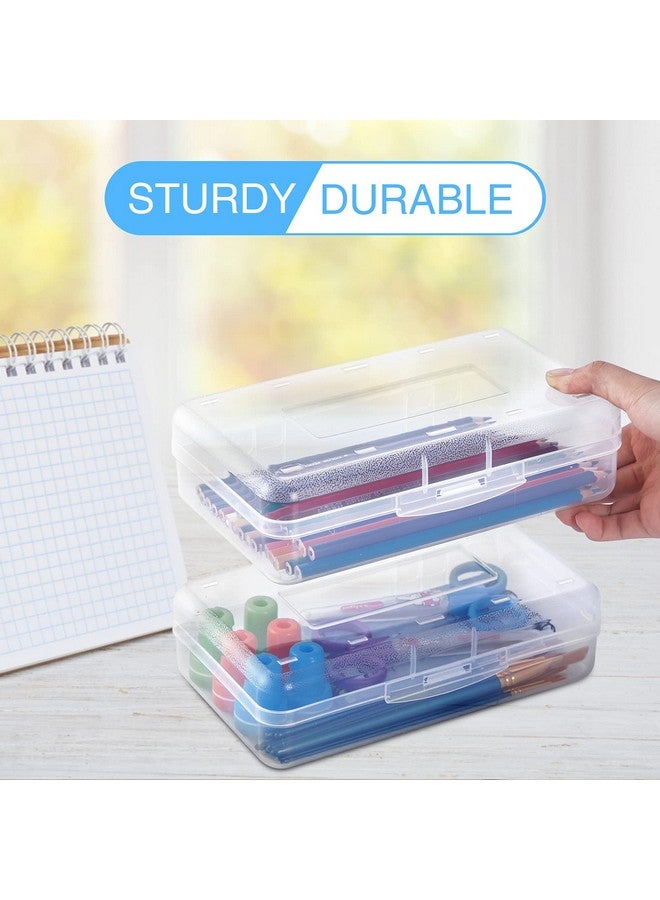 Sooez 6 Pack Clear Pencil Box, Plastic Large Pencil Case With Snap-Tight Lid, Hard Crayon Box Bulk Marker Organizer Plastic Containers, Stackable Storage School Supply Box For Craft, Pen - Image 3