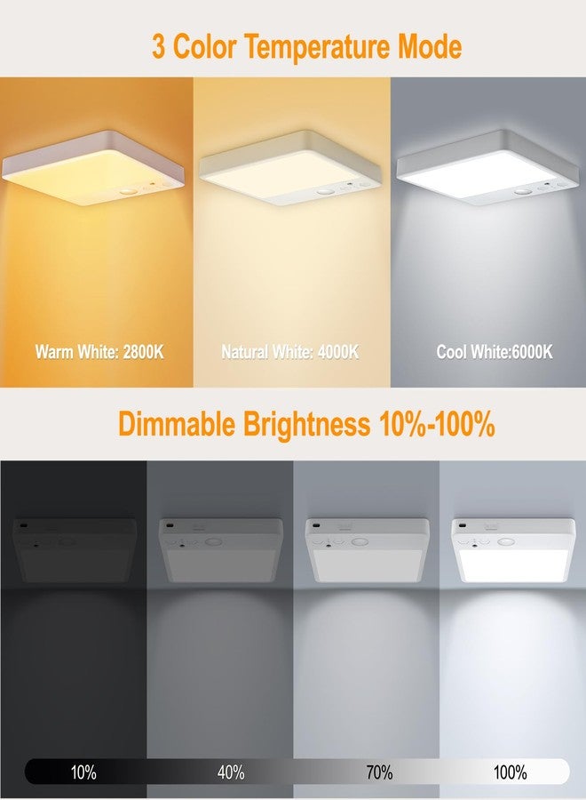 Karjoefar Motion Sensor Closet Light, 8W 7000mAh Rechargeable Ceiling Light with Remote,3 Color Temperatures and Dimmable, Magnetic Mount LED Shower Light for Bathroom|Stairs| Hallway|Garage - Image 4