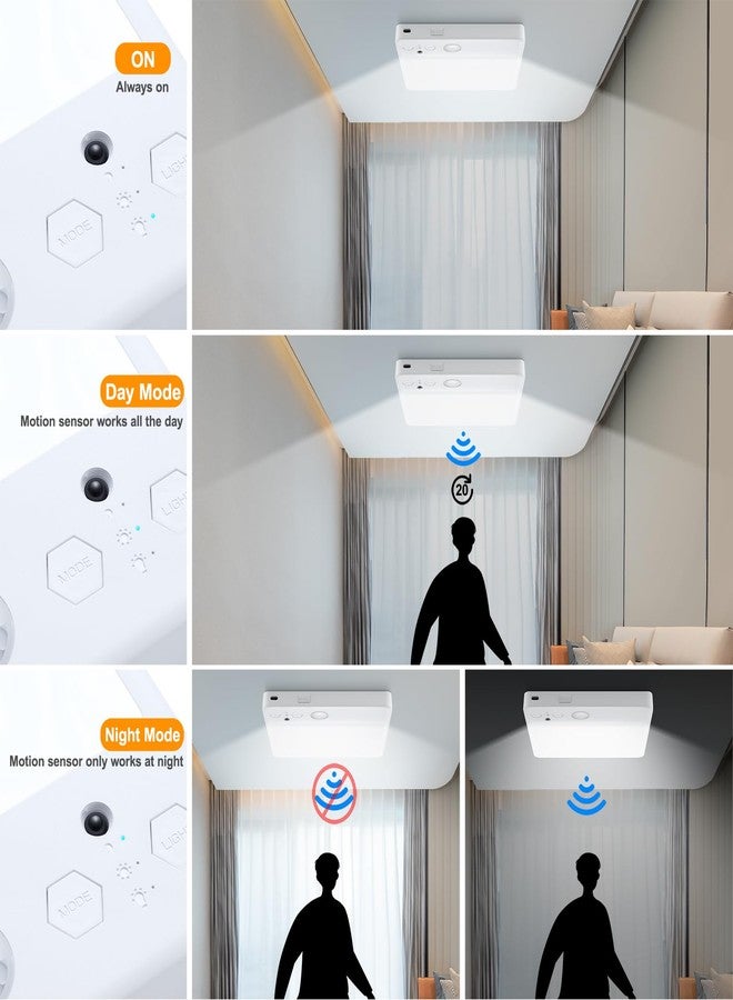 Karjoefar Motion Sensor Closet Light, 8W 7000mAh Rechargeable Ceiling Light with Remote,3 Color Temperatures and Dimmable, Magnetic Mount LED Shower Light for Bathroom|Stairs| Hallway|Garage - Image 5