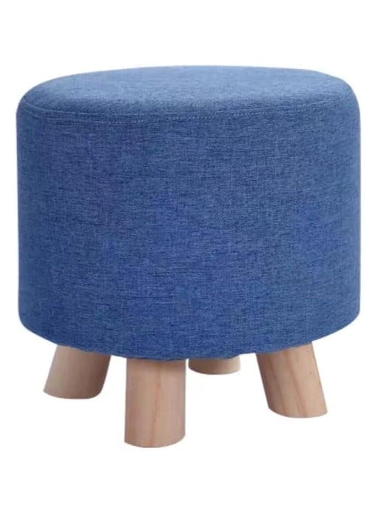 LINGWEI Round Stool with Wooden Legs 28x28x28cm - Image 1