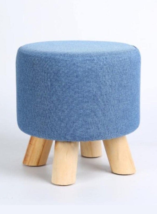 LINGWEI Round Stool with Wooden Legs 28x28x28cm - Image 2