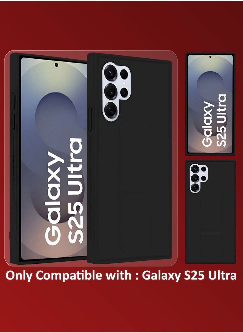 CATANES - (for Samsung Galaxy S25 Ultra) 3Packs, Case Premium PU Leather with Stand Function, Shockproof and Anti Scratch Finger Grip Case Cover with 2 Shock Proof Screen Protectors / Black - Image 1