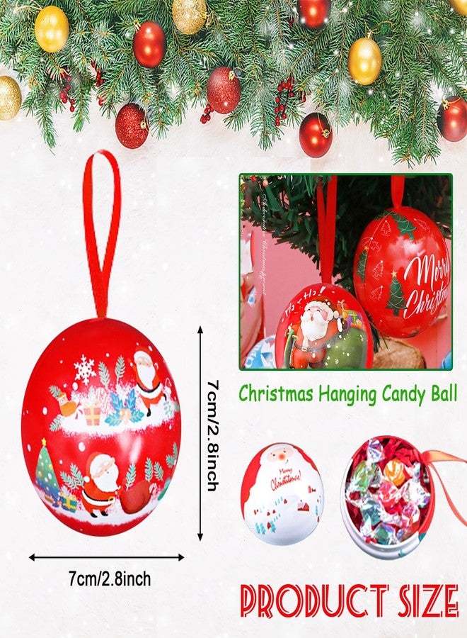 Cshangzei 12 Pack Christmas Candy Ball Box Hanging Decorations,Tinplate Christmas Tree Balls Jars Pendant for Xmas Decor,Kids Gifts - Image 2